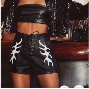 12th TRIBE Danica Black Vegan Leather Shorts! Size MEDIUM